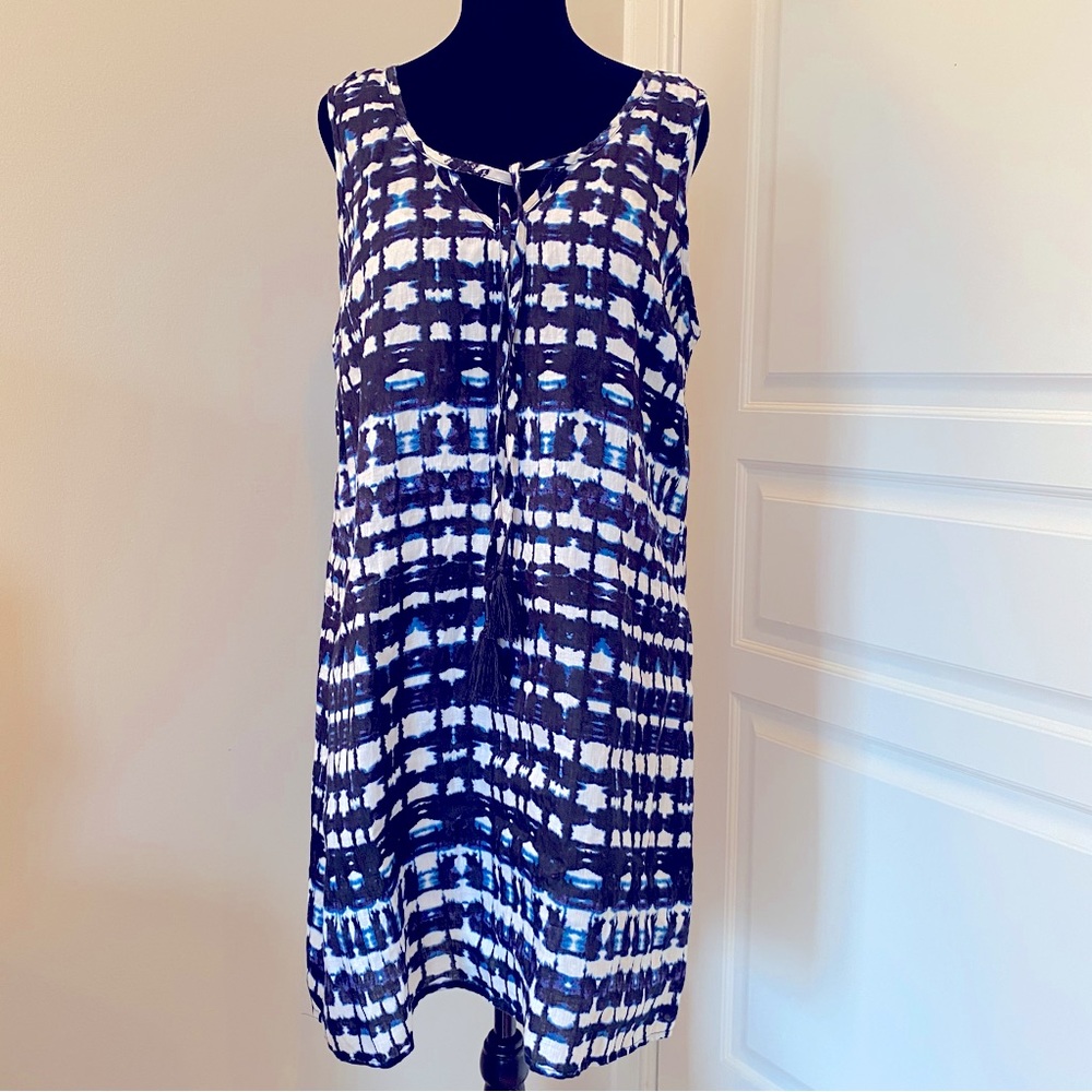 Cynthia Rowley Blue/White Linen Dress Sz 12